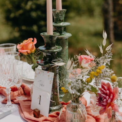 Chemin de table rose pastel